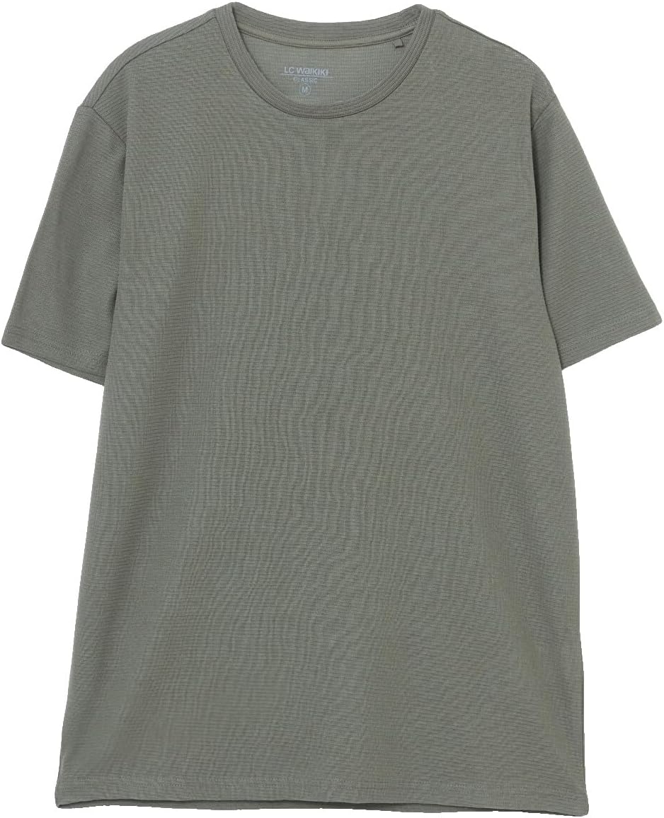 سعر ومواصفات LC WAIKIKI Crew Neck Short Sleeve Men'S Textured T-Shirt M Khaki (B0HKSY2M79) على Amazon EG
