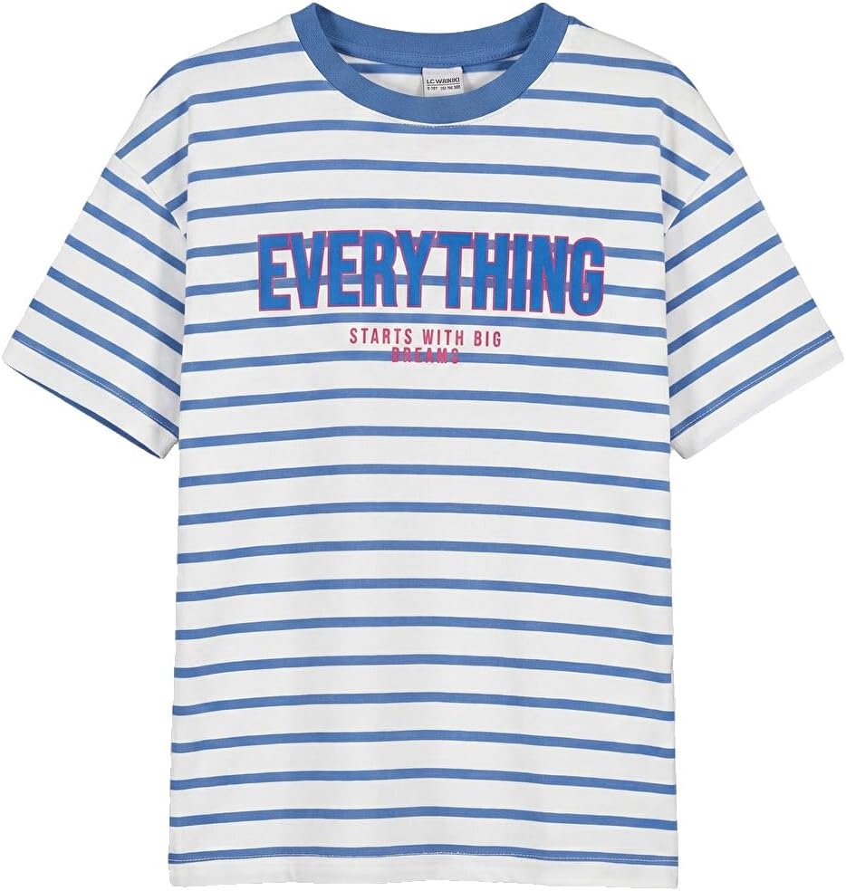 سعر ومواصفات LC WAIKIKI Crew Neck Striped Girls' T-Shirt 7-8 Years Blue S6V930Z4-LEN-7-8 Years-8685004944394 (B0HKSRZYN1) على Amazon EG