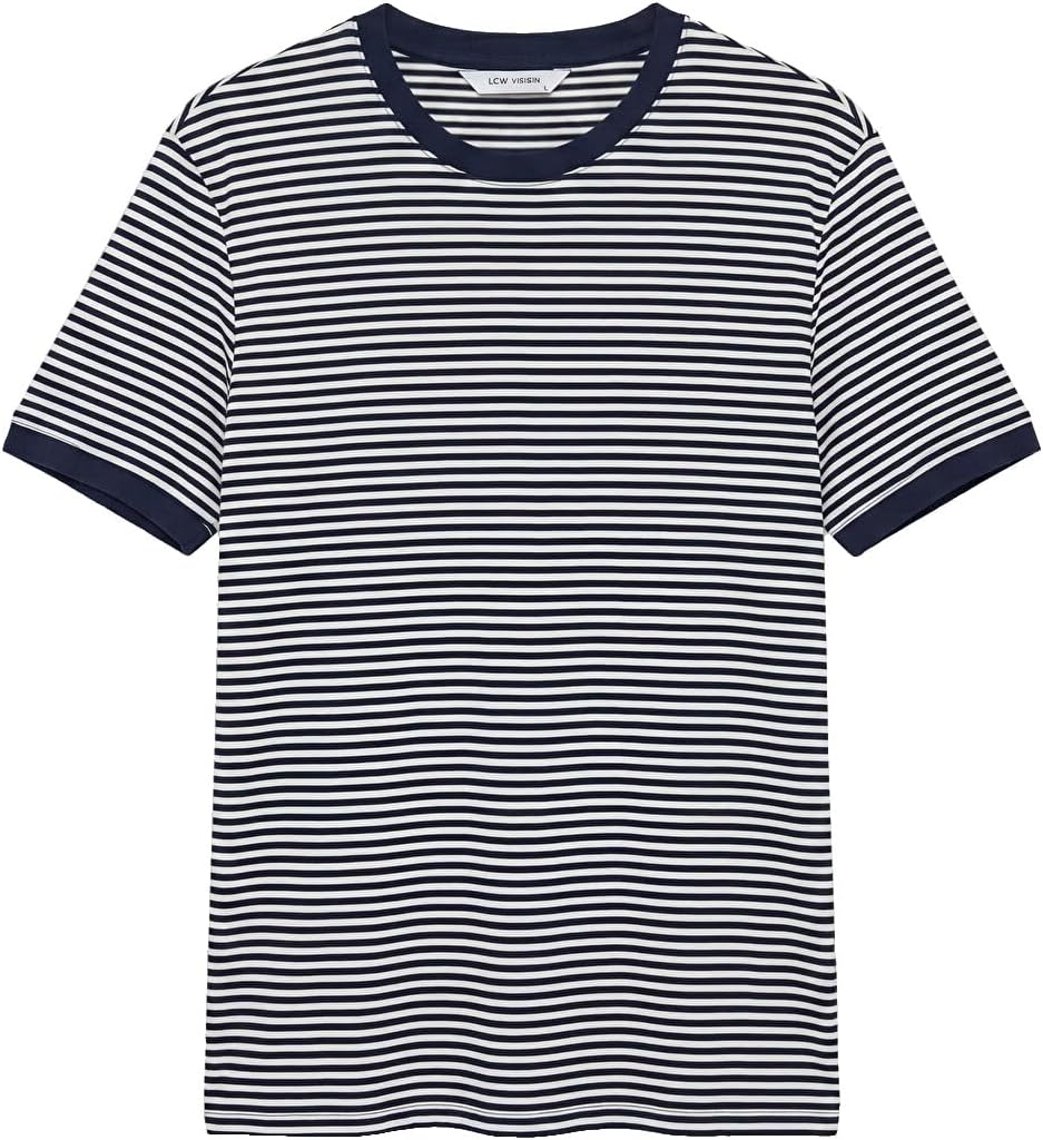 سعر ومواصفات LC WAIKIKI Crew Neck Striped Jersey Men'S T-Shirt M Navy (B0HKT2K36M) على Amazon EG