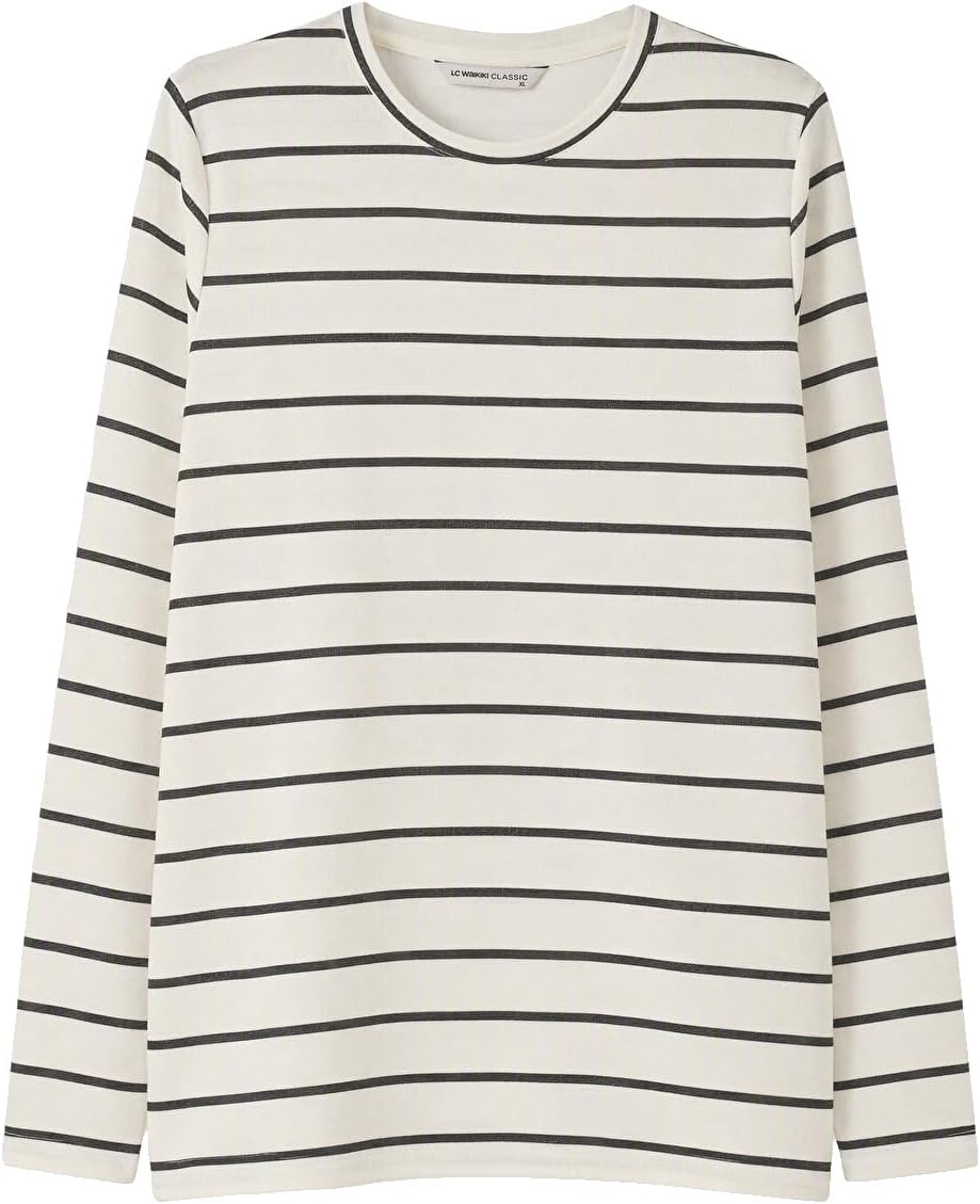 سعر ومواصفات LC WAIKIKI Crew Neck Striped Women'S T-Shirt S Ecru (B0HKSXHMRC) على Amazon EG