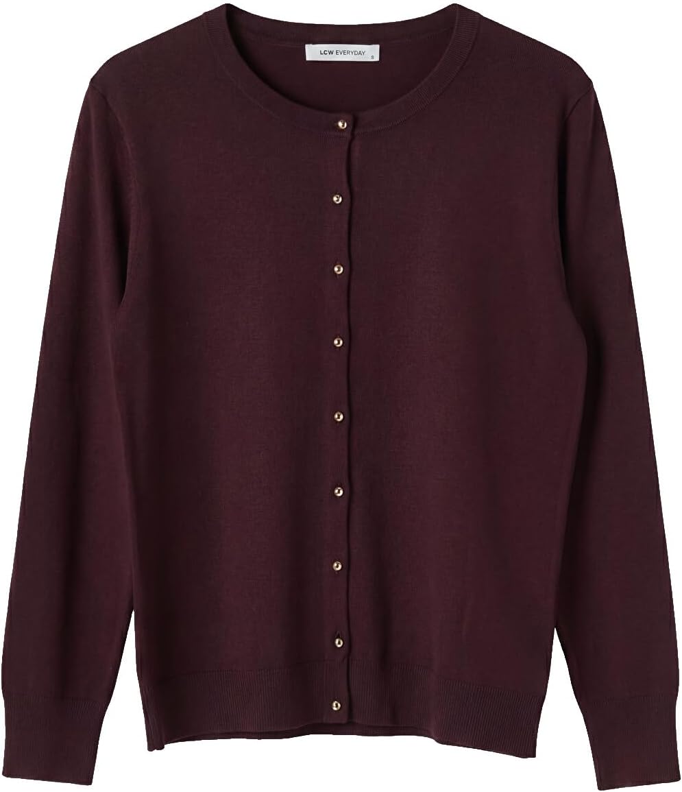 سعر ومواصفات LC WAIKIKI Crew Neck Women'S Knitwear Cardigan L Plum (B0HKTDSJ9H) على Amazon EG