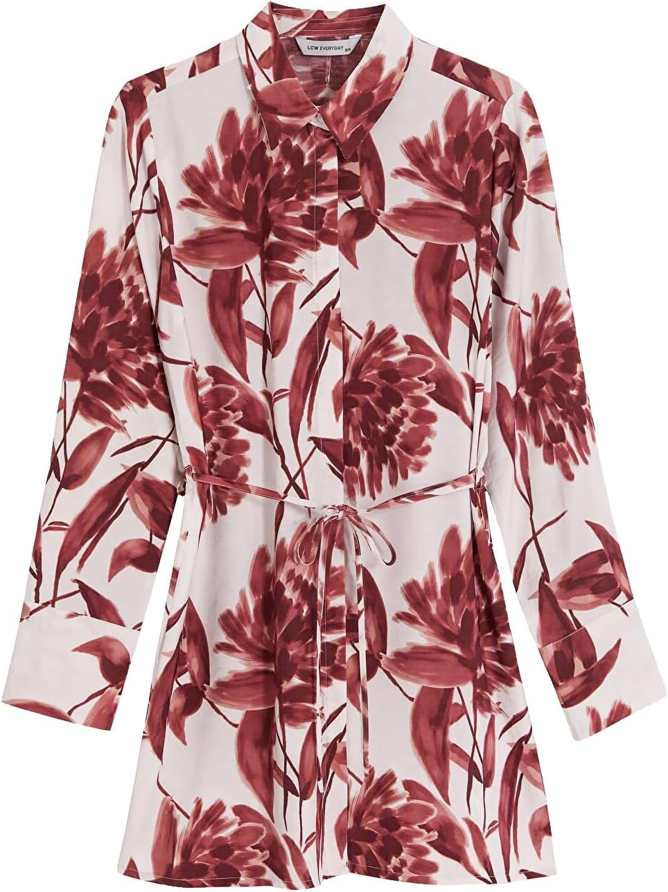 سعر ومواصفات LC WAIKIKI Floral With Sash Women'S Shirt Tunic 40 Red (B0HKTNST8H) على Amazon EG
