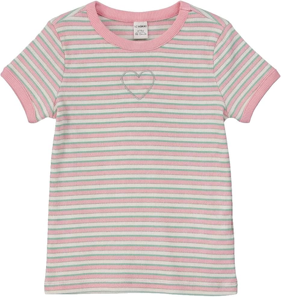 سعر ومواصفات LC WAIKIKI Glittery Heart Embroidered Girls' T-Shirt 1-2 Years Pink (B0HKT34934) على Amazon EG