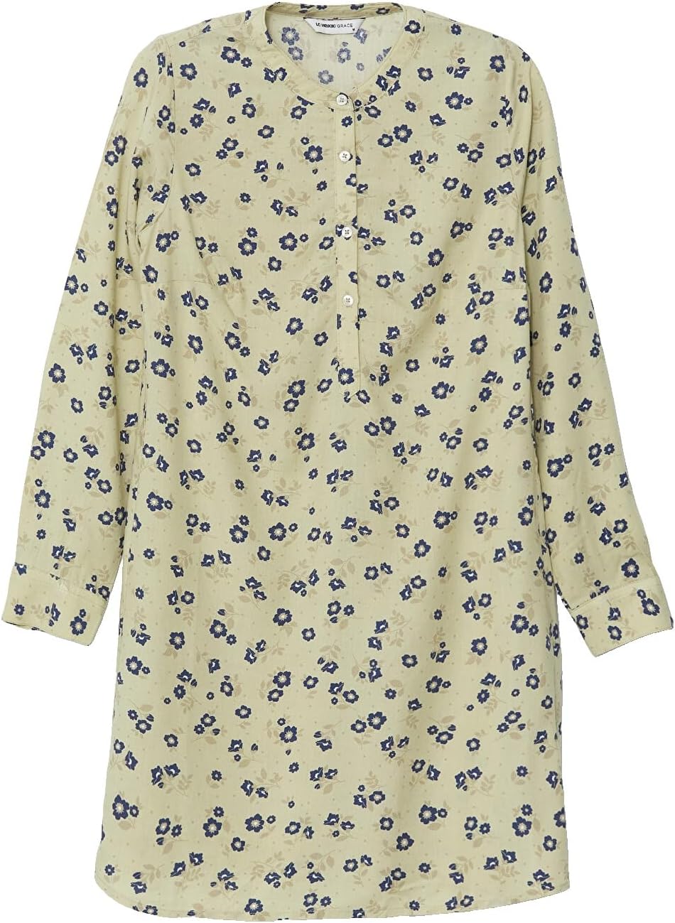 سعر ومواصفات LC WAIKIKI Grandad Collar Floral Buttoned Women'S Tunic (B0HKT4TW58) على Amazon EG