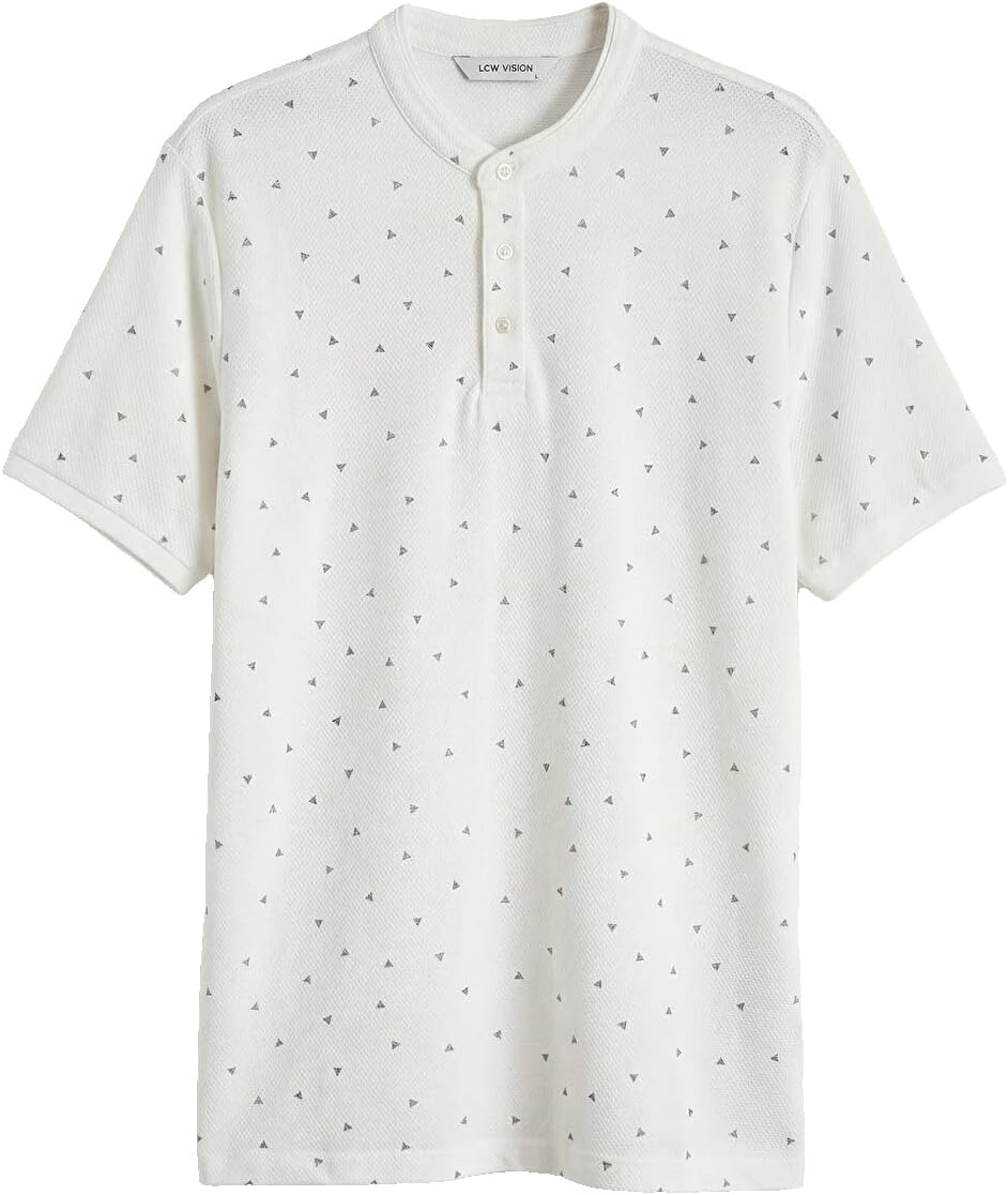 سعر ومواصفات LC WAIKIKI Grandad Collar Patterned Men'S T-Shirt M White (B0HKT3743F) على Amazon EG