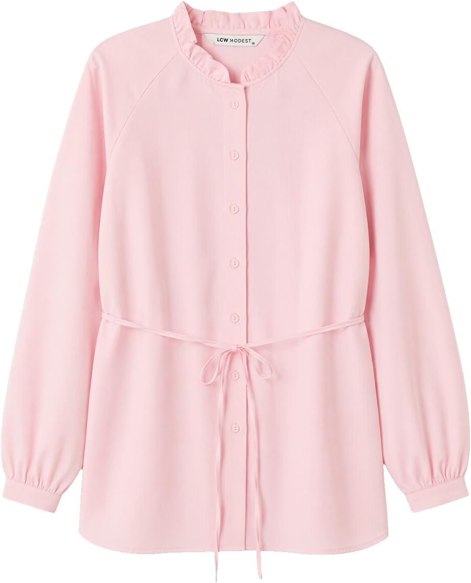 سعر ومواصفات LC WAIKIKI Grandad Collar Waist Sashed Striped Women'S Shirt Tunic 38 Pink (B0HKTL615Z) على Amazon EG