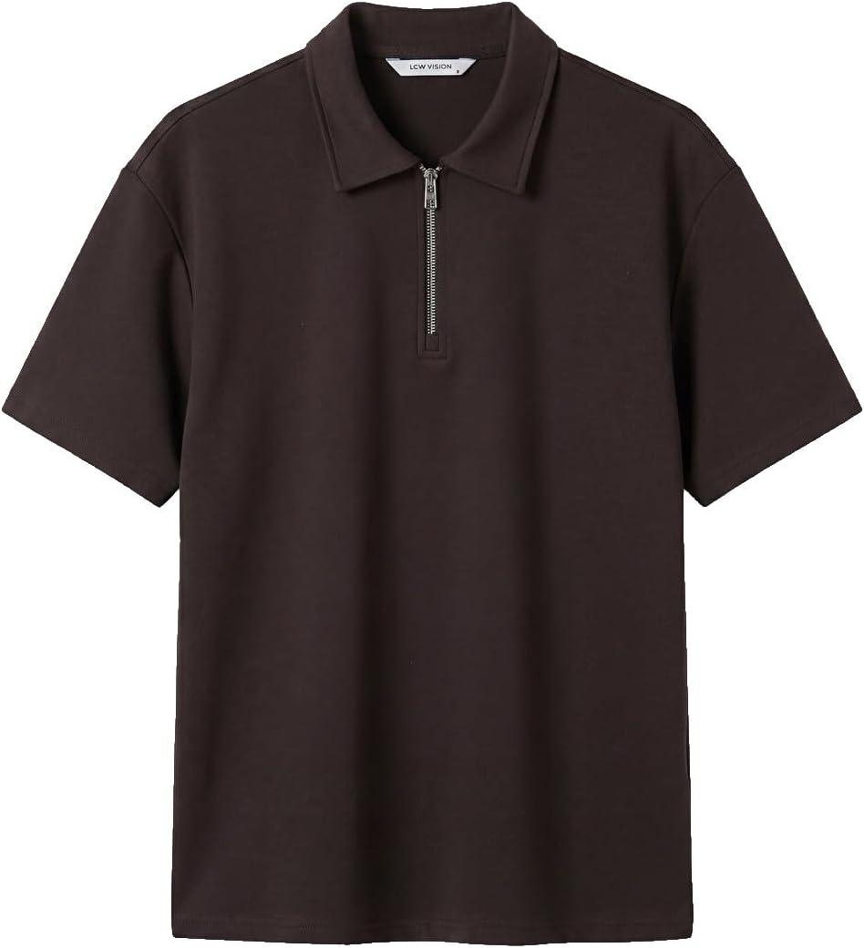 سعر ومواصفات LC WAIKIKI Half-Zip Polo Collar Men'S T-Shirt L Brown (B0HKTT93BM) على Amazon EG
