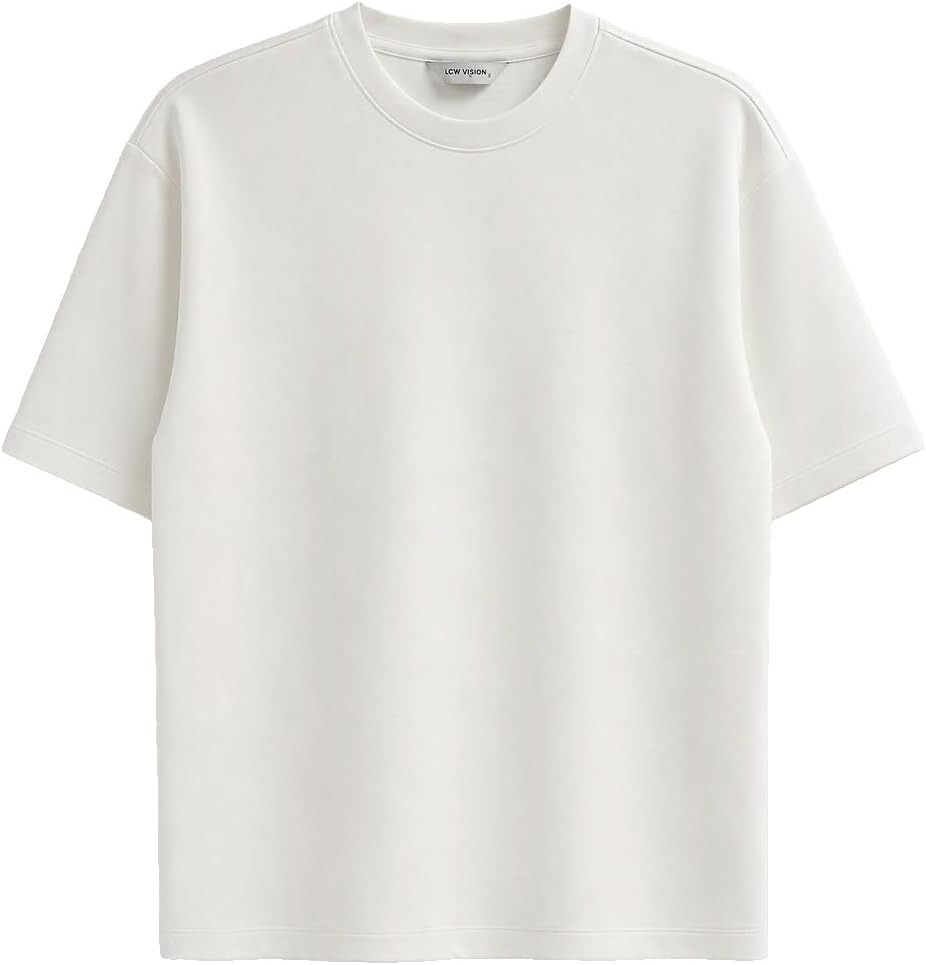 سعر ومواصفات LC WAIKIKI Loose Fit Fluid Fabric T-Shirt /04 M White (B0HKT3HNVF) على Amazon EG