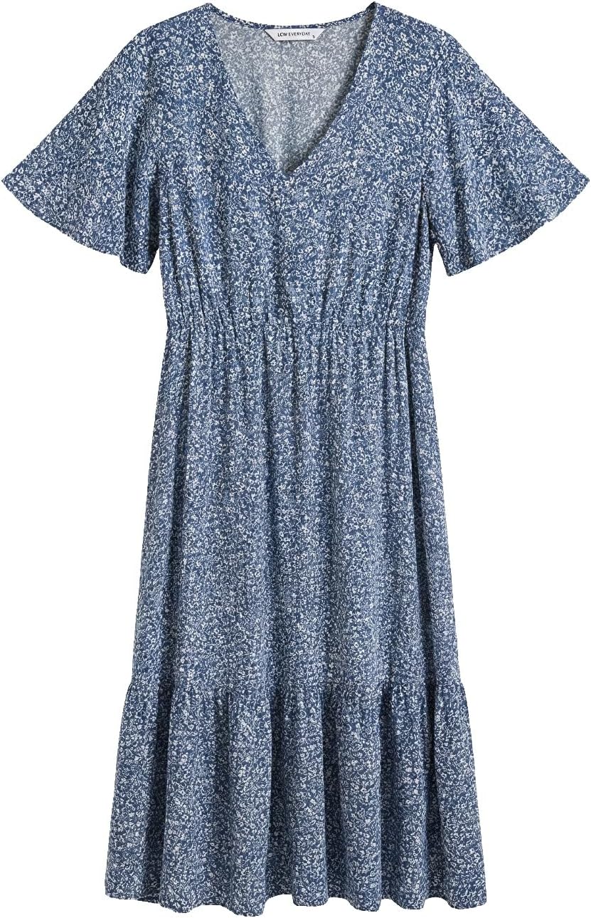 سعر ومواصفات LC WAIKIKI V Neck Floral Fitted Waist Dress S6G497Z8-LSJ (B0HKTVRSZF) على Amazon EG