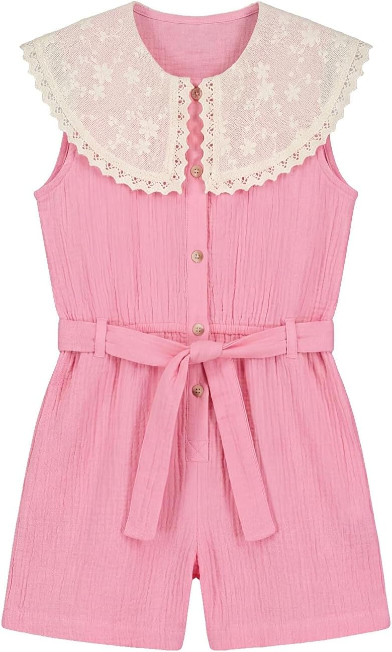 سعر ومواصفات LC WAIKIKI Peter Pan Collar Waist Sash Girls' Jumpsuit (B0HKV2CR3L) على Amazon EG