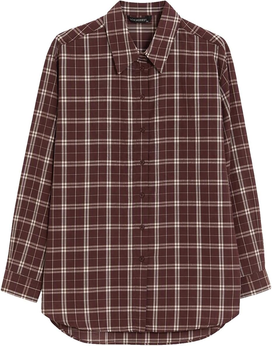 سعر ومواصفات LC WAIKIKI Plaid Oversize Women'S Lumberjack Shirt Tunic M-L Bordeaux (B0HKTJB9T1) على Amazon EG