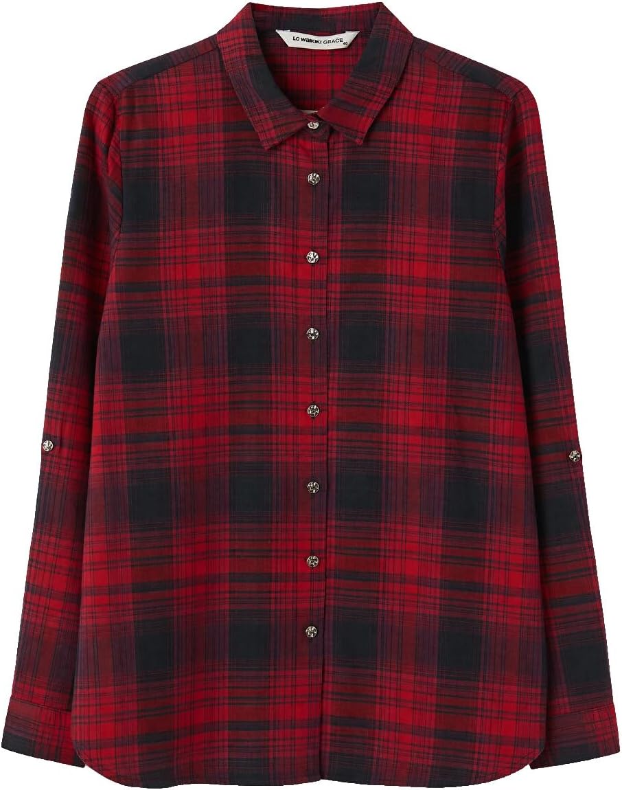 سعر ومواصفات LC WAIKIKI Plaid Women'S Lumberjack Shirt 40 Red (B0HKTFH77B) على Amazon EG