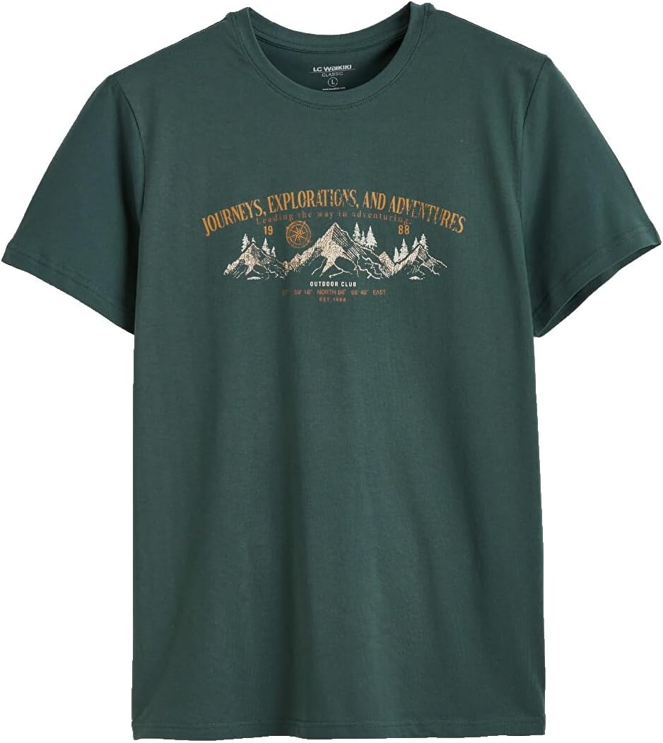 سعر ومواصفات LC WAIKIKI Plus Size Crew Neck Printed Cotton Men'S T-Shirt S Green (B0HKT23LXV) على Amazon EG