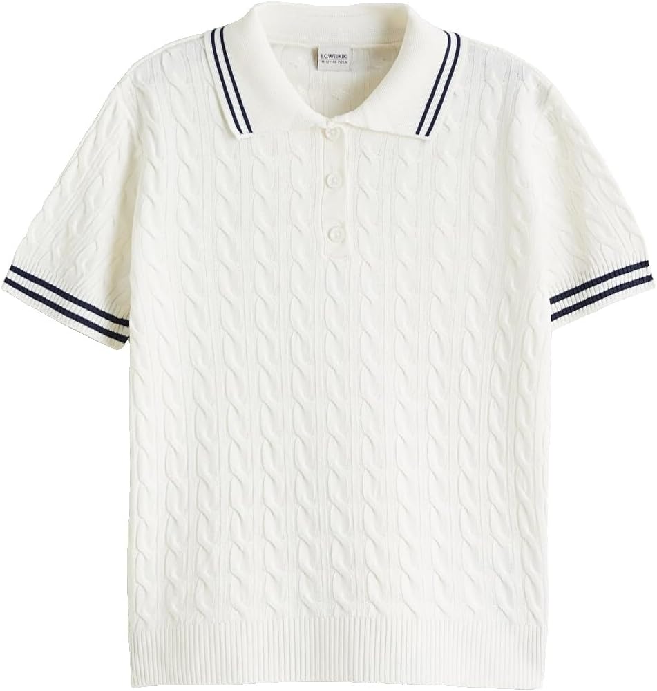 سعر ومواصفات LC WAIKIKI Polo Collar Patterned Girls' Knitwear Sweater 11-12 Years Ecru (B0HKSS1S6W) على Amazon EG