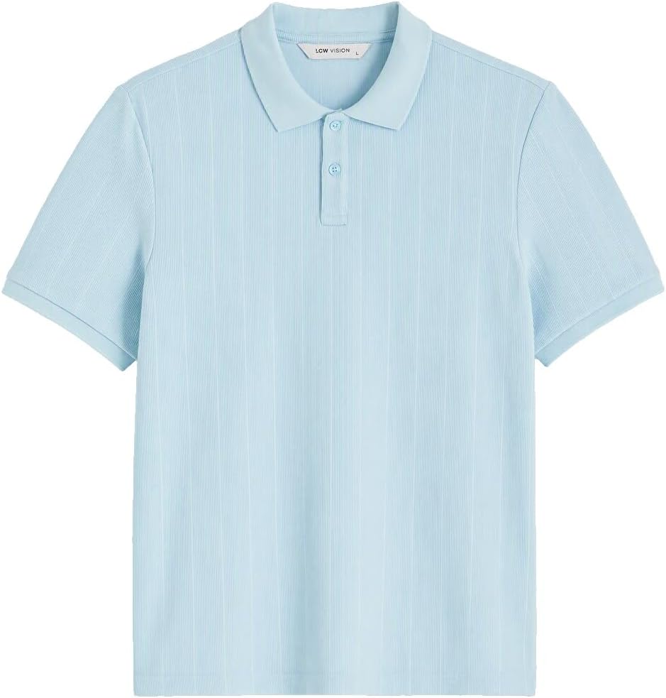 سعر ومواصفات LC WAIKIKI Polo Collar Ribbed Fabric Men'S T-Shirt S Blue (B0HKT21TBT) على Amazon EG
