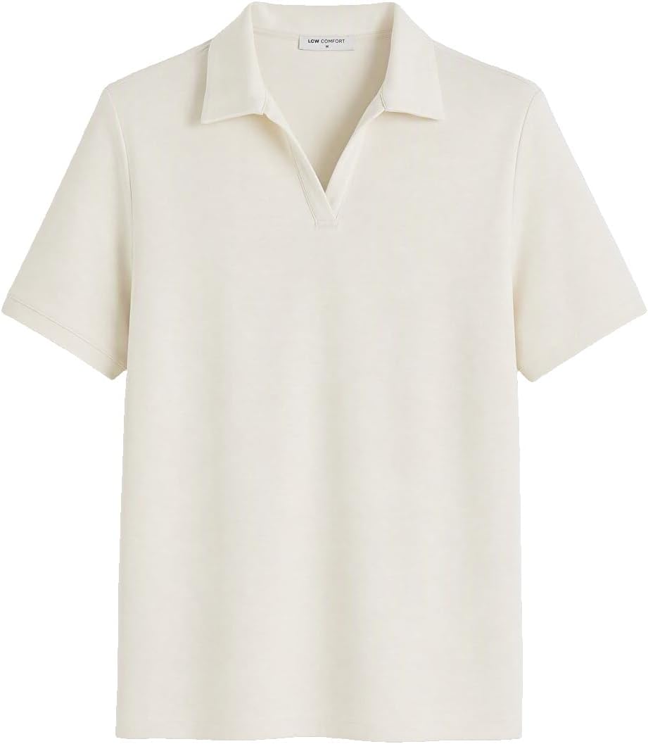 سعر ومواصفات LC WAIKIKI Polo Collar Soft Touch Women'S T-Shirt M Beige (B0HKTGDNQT) على Amazon EG