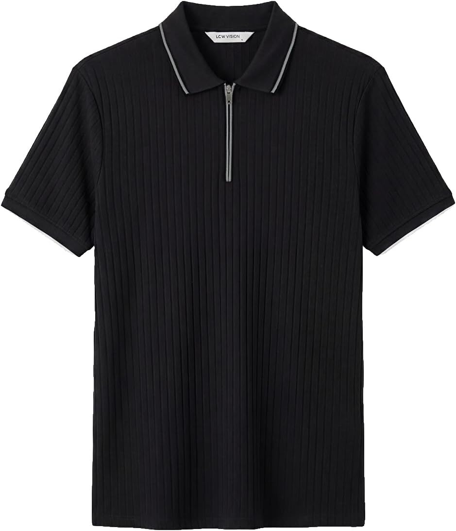 سعر ومواصفات LC WAIKIKI Polo Striped Men'S T-Shirt L Black (B0HKT3W12Z) على Amazon EG