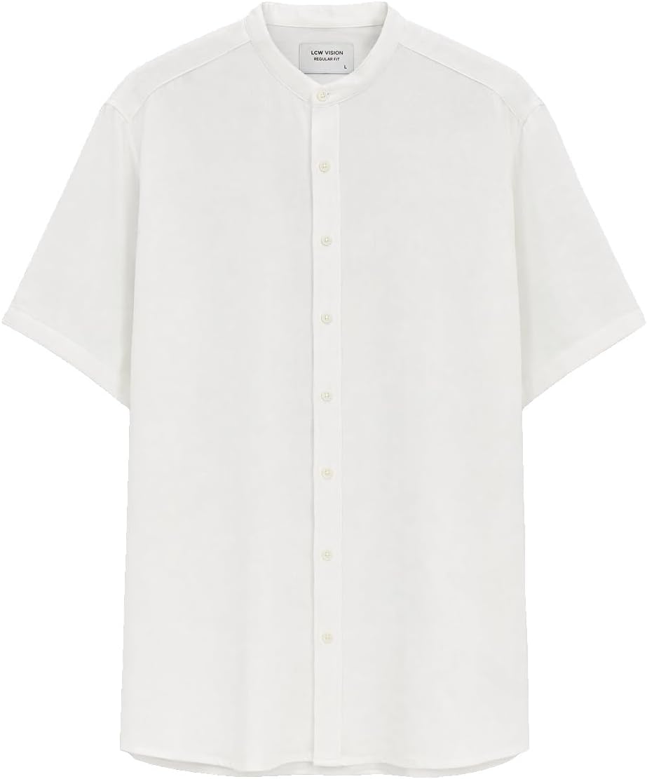 سعر ومواصفات LC WAIKIKI Regular Fit Grandad Collar Crinkle Men'S Shirt M White (B0HKT3R955) على Amazon EG