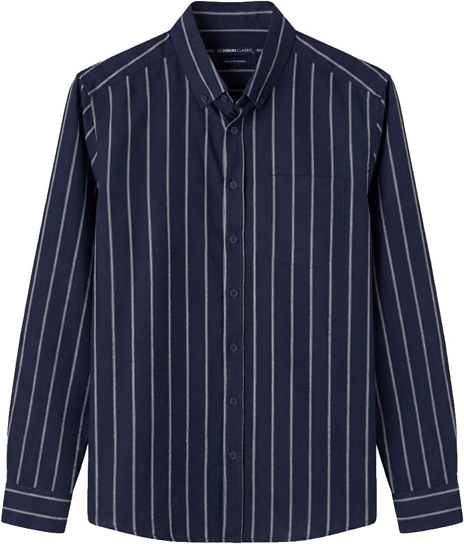 سعر ومواصفات LC WAIKIKI Regular Fit Striped Oxford Men'S Shirt 2Xl Navy (B0HKTFF2LJ) على Amazon EG