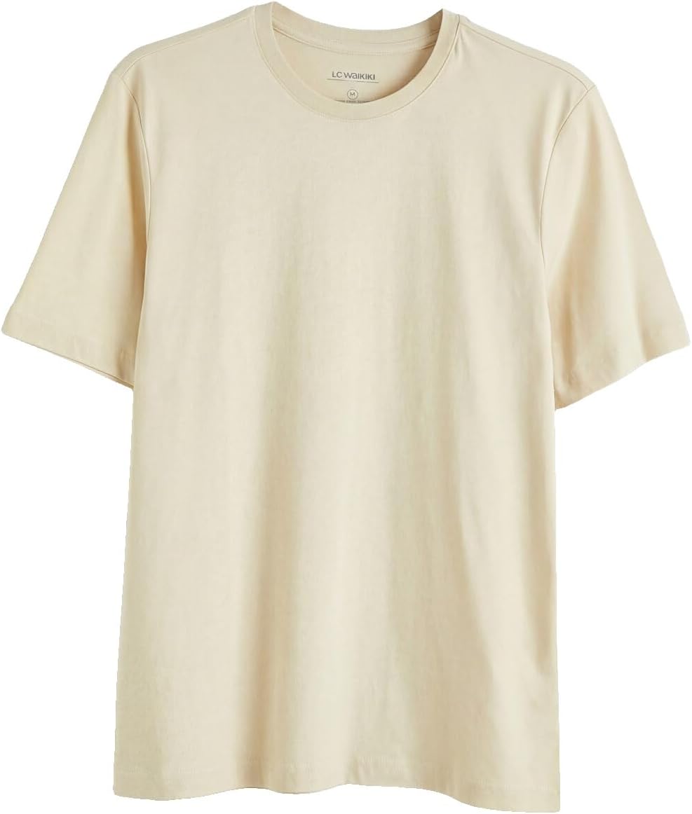 سعر ومواصفات LC WAIKIKI Regular Fit Thin Fabric T-Shirt /03 S Beige (B0HKSSH8MF) على Amazon EG