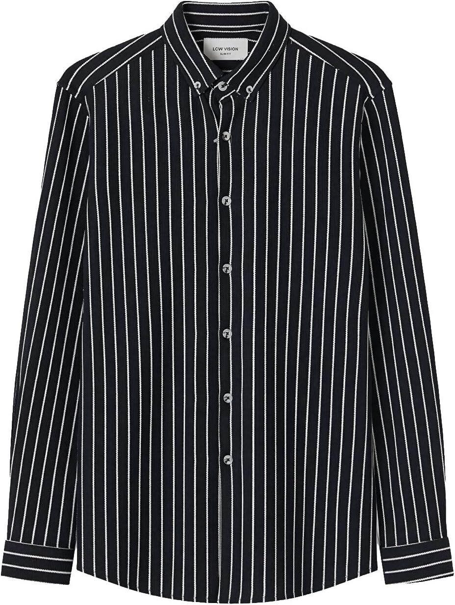 سعر ومواصفات LC WAIKIKI Slim Fit Striped Men'S Shirt Xl Navy (B0HKTMNDKW) على Amazon EG