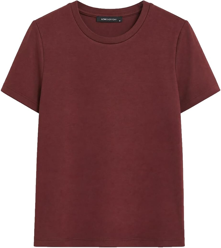 سعر ومواصفات LC WAIKIKI Soft Touch Women'S T-Shirt L Bordeaux (B0HKT5N79C) على Amazon EG
