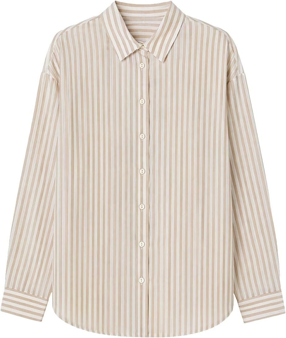 سعر ومواصفات LC WAIKIKI Striped Oversize Oxford Women'S Shirt L Beige (B0HKTL5M28) على Amazon EG