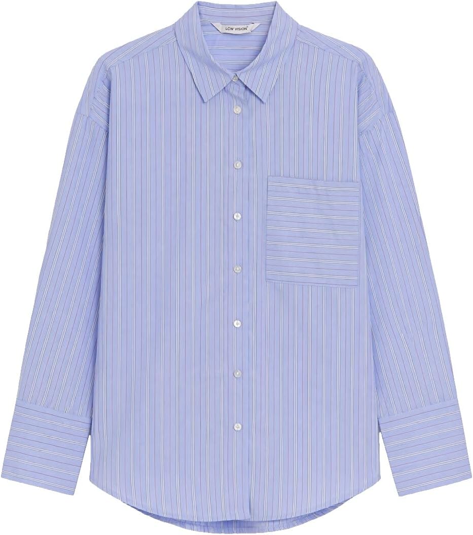 سعر ومواصفات LC WAIKIKI Striped Oversize Poplin Women'S Shirt L Blue W6D744Z8-LEN-L-8685004791196 (B0HKTHBW77) على Amazon EG