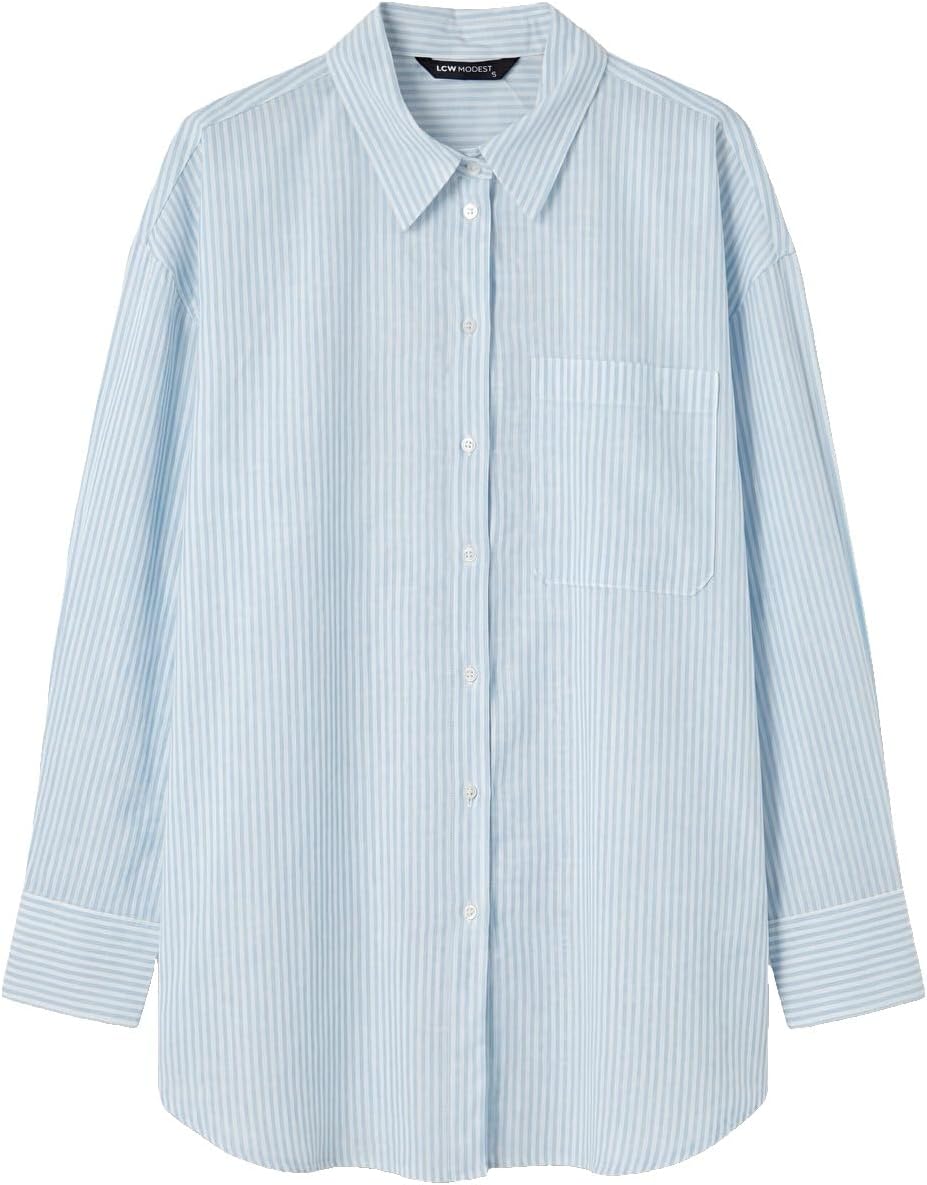 سعر ومواصفات LC WAIKIKI Striped Oversize Women'S Shirt Tunic S6KG51Z8-LEN (B0HKTN71TY) على Amazon EG