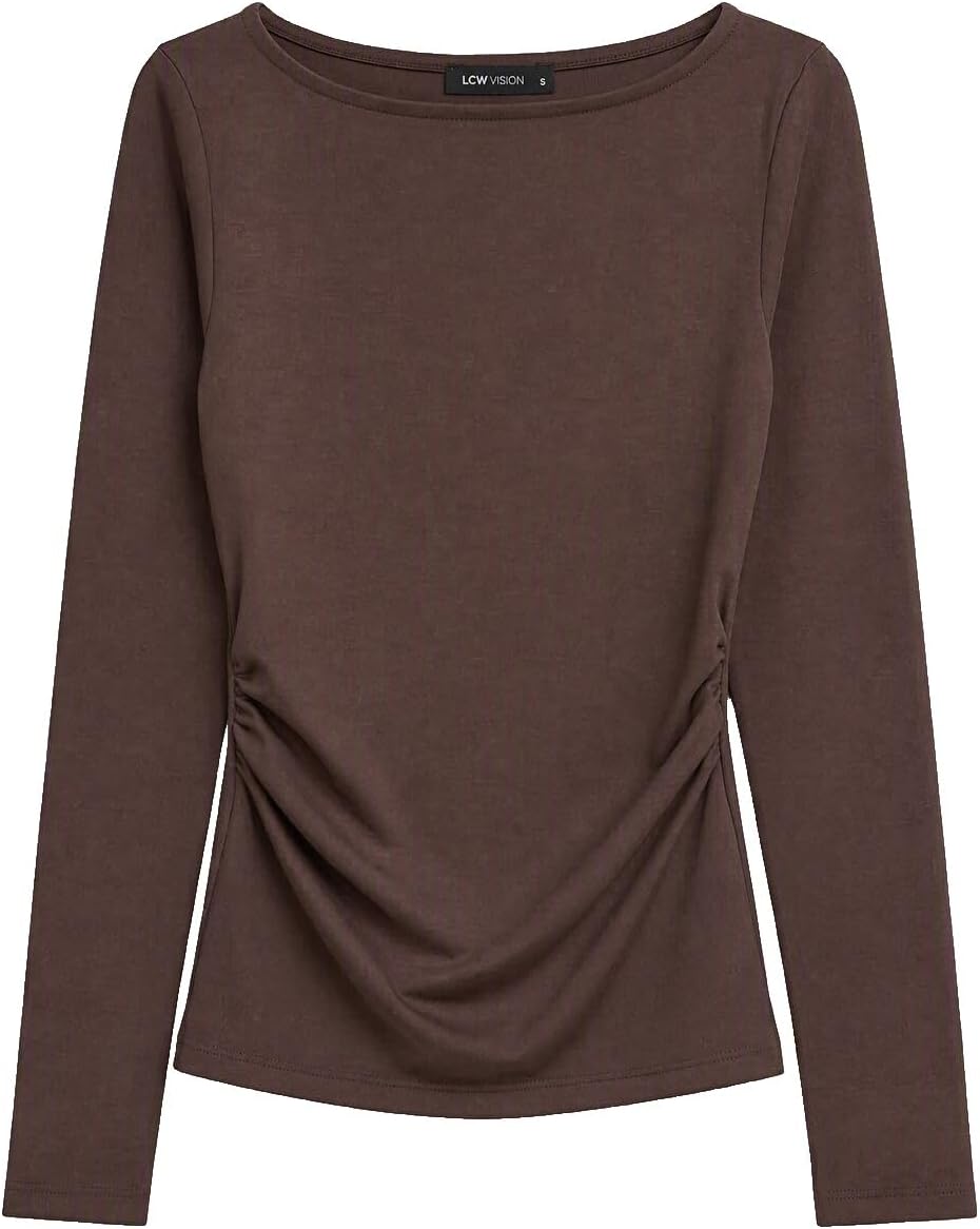 سعر ومواصفات LC WAIKIKI Womens Slash Neck Ruched Women'S Body (B0HKSS7GVB) على Amazon EG