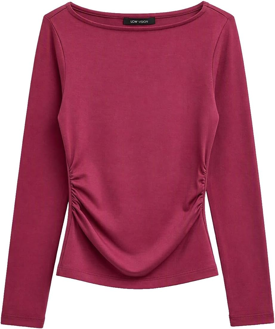 سعر ومواصفات LC WAIKIKI Womens Slash Neck Ruched Women'S Body (B0HKSXY8WW) على Amazon EG