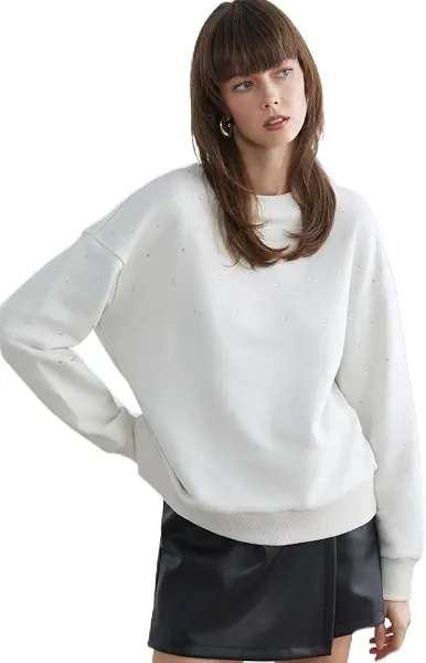 سعر ومواصفات LC واكيكي LC WAIKIKI Woman Crew Neck Rhinestone Embellished Oversize Women's Sweatshirt (B0GYZDPJ18) على Amazon EG