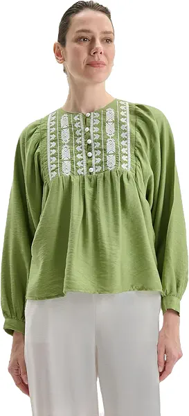 سعر ومواصفات LC واكيكي بلوزة مطرزة برقبة دائرية ضيقة (B0GS2NB4CX) على Amazon EG