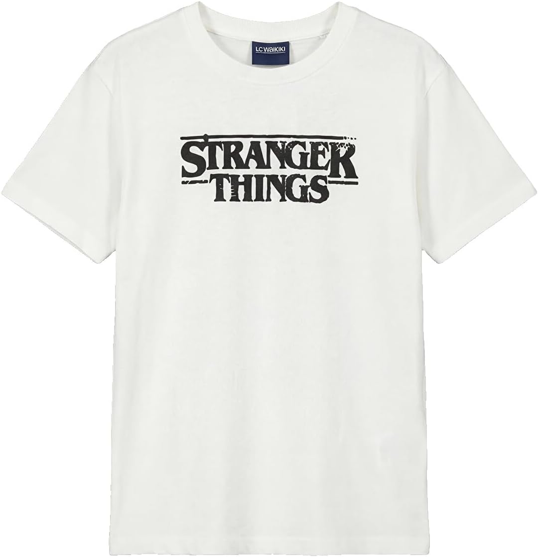 سعر ومواصفات LC واكيكي تي شيرت للاولاد برقبة دائرية ضيقة مطبوع عليه Stranger Things، لعمر 11-12 سنة، لون بيج فاتح (B0HKSY4GRT) على Amazon EG