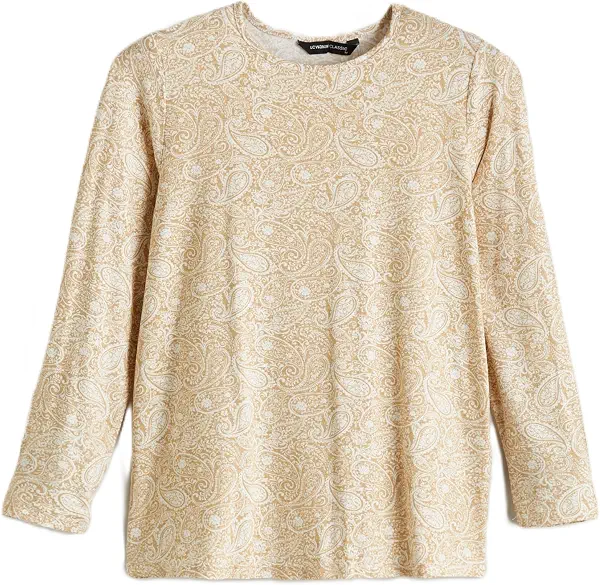 سعر ومواصفات LC واكيكي تي شيرت منقوش برقبة دائرية ضيقة للنساء، مقاس 3XL - بيج (B0GZ4HM49D) على Amazon EG