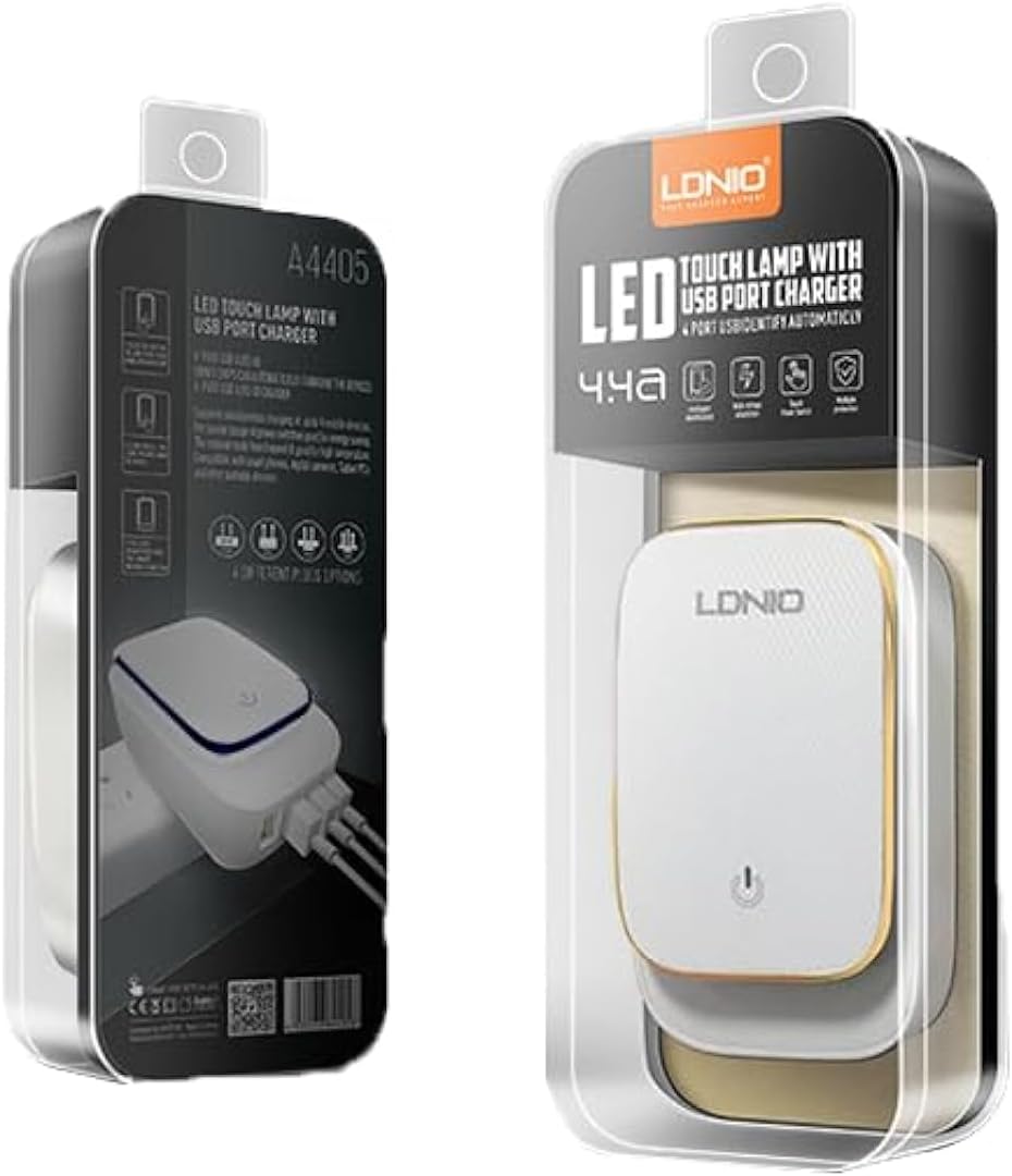 سعر ومواصفات LDNIO شاحن حائط سريع A4405 مع 4 منافذ USB وكابل USB الى لايتنينج بتصميم عملي يناسب اجهزة متعددة - ابيض (B0CYH21RJM) على Amazon EG