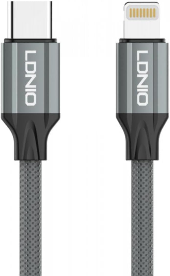 سعر ومواصفات LDNIO كيبل شحن سريع LC441I USB-C الى لايتنينج 30 واط، كيبل مزامنة بيانات بي دي بطول 1 متر لايفون وايباد واجهزة لايتنينج - رمادي (B0H8JDFVBM) على Amazon EG