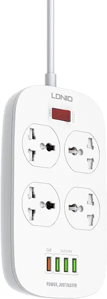 سعر ومواصفات LDNIO 4 مقابس طاقة مع 4 منافذ USB (18 واط) سلسلة ديفيندر - ابيض - SC4407 (B08HJKJRWZ) على Amazon EG