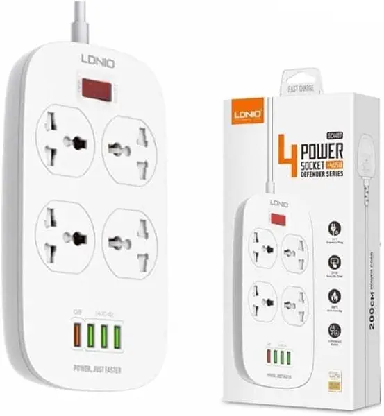 سعر ومواصفات مشترك كهربائي من سلسلة ديفيندر مع 4 منافذ USB وسلك SC4407 من ليدنيو، أبيض، بطول 2 م (B09DZ1JDYZ) على Amazon EG