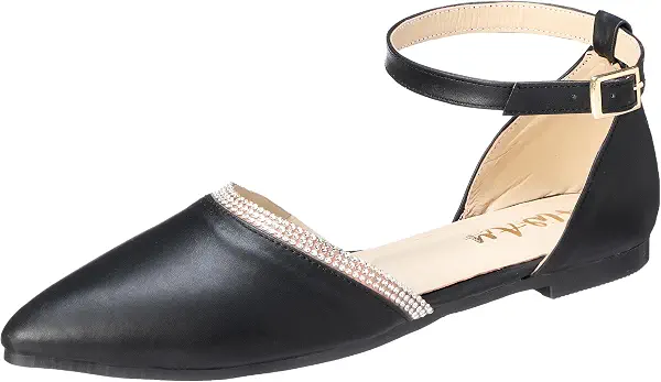 سعر ومواصفات Leather flat pointy semi d'orsay with diamond strapped design (B0DKRGHPRR) على Amazon EG