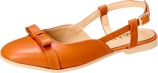 سعر ومواصفات Leather flat squared toe classy slingbacks with a thin knotted ribbon and a stitched upper lining (B0DKQYTLFY) على Amazon EG