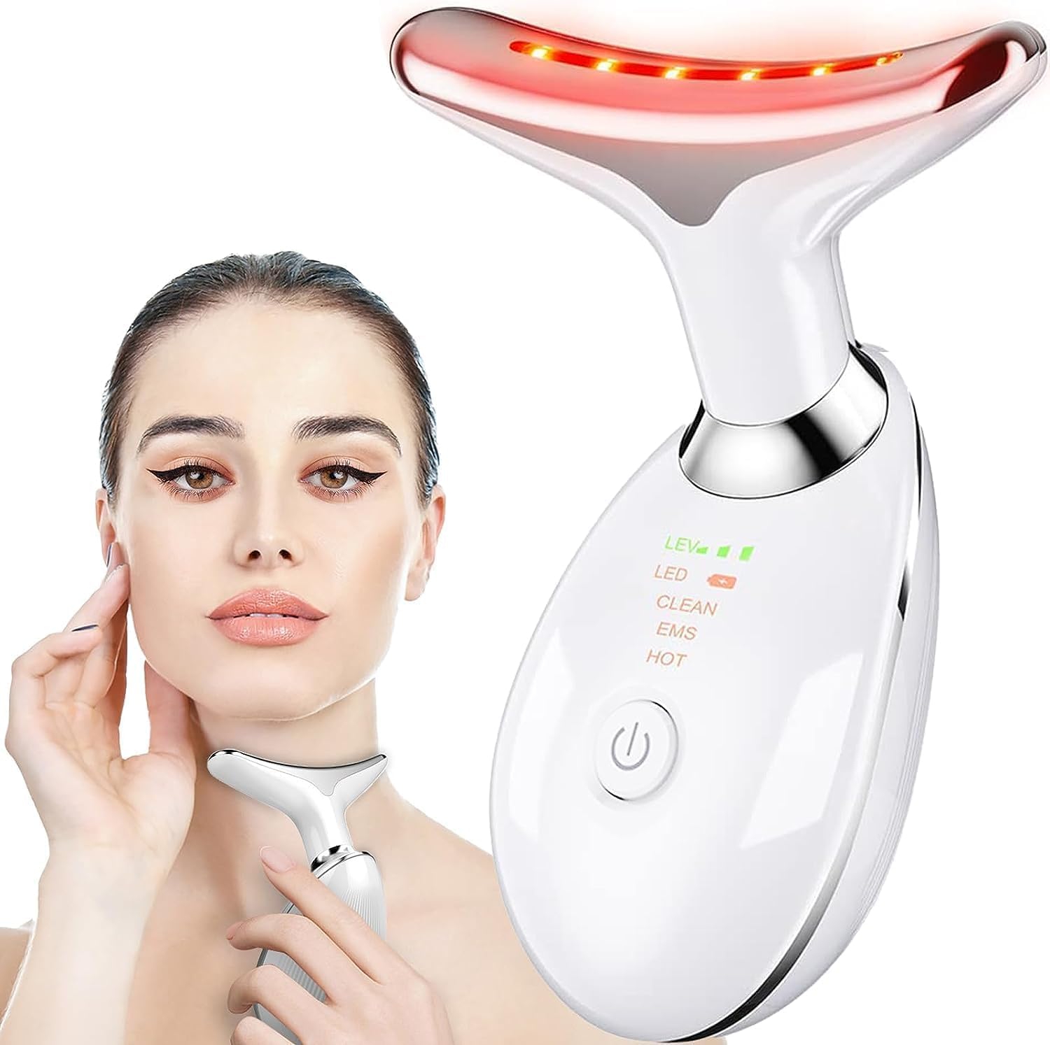 سعر ومواصفات 3 LED Lgiht Vibration Facial and Neck Massager for Face, Neck - Skin Lifting & Firming - Wrinkle & Dark Circle Reducer - Home use Skin Care Face Sculpting Tool and Neck Massager-White (B0CRHVDP41) على Amazon EG