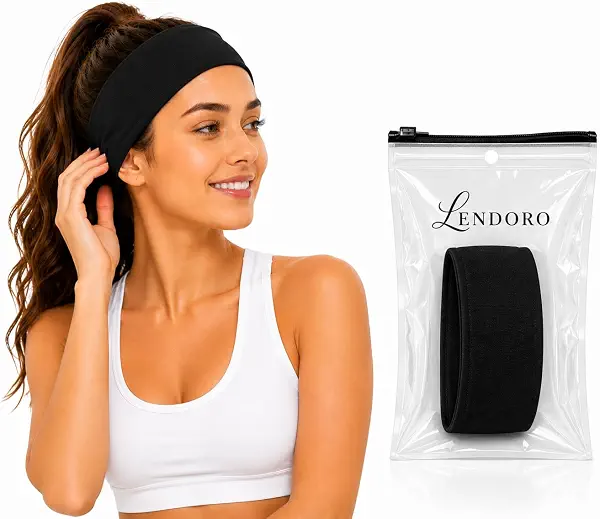 سعر ومواصفات LENDORO Fashion Wide Headbands, Soft Fabric, 7cm, Stretchy Hair Bands for Makeup, Yoga, Running, Sports (1, Black) (B0H1NGK3HB) على Amazon EG