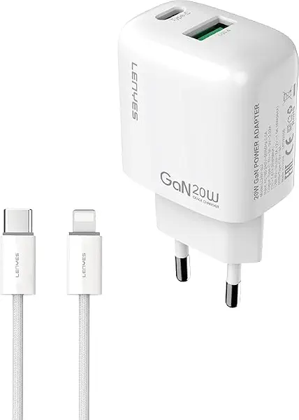 سعر ومواصفات لينيس شاحن سريع LCH91-EU USB-C الى لايتنينج بمقبس اوروبي مع كابل USB-C الى لايتنينج لايفون وايباد وايربودز، ابيض (B0H5X7RHT4) على Amazon EG