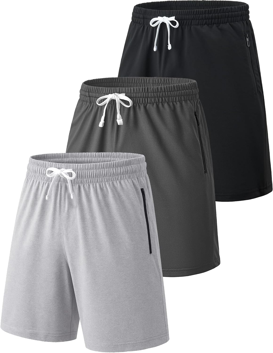 سعر ومواصفات Liberty Imports 3 Pack Mens Sweat Shorts Athletic Casual Jogger Shorts with Zipper Pockets, Terry Performance Tech Activewear (B0DZ778SVJ) على Amazon EG