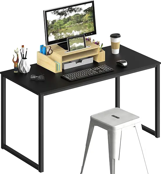 سعر ومواصفات LION HOME مكتب كمبيوتر كبير ١٢٠×٦٠ سم، مكتب منزلي أسود بإطار فولاذي متين وسطح مكتب خشبي كونتر | طاولة دراسة وكتابة لأجهزة الكمبيوتر والألعاب والعمل من المنزل (B0F92GL28Z) على Amazon EG