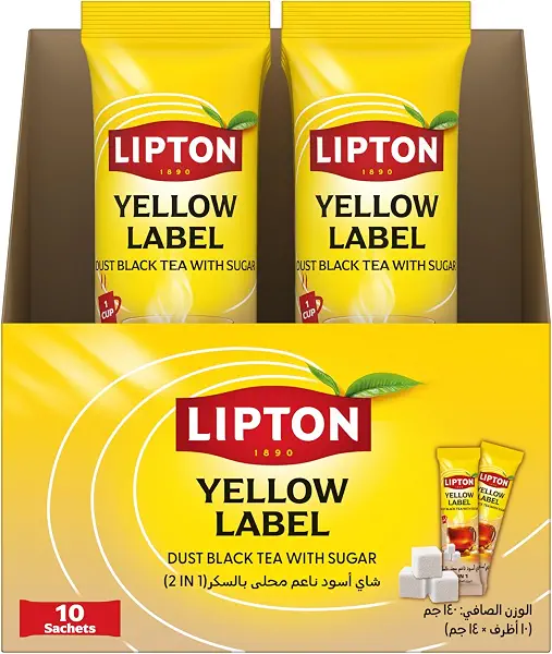 سعر ومواصفات Lipton Yellow Label 2-in-1 Black Tea with Sugar, 10 Sachets x14g (B0GYZK5VHX) على Amazon EG