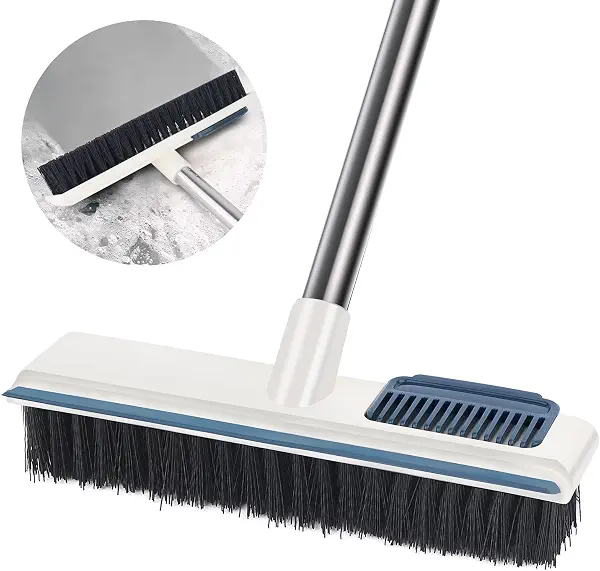 سعر ومواصفات Long Handle Floor Scrub Brush, 2 in 1 Scrubber with Comb and Scraper for Kitchen, Bathroom, Patio, Walls and Decks (White) (B09YR8S6F7) على Amazon EG