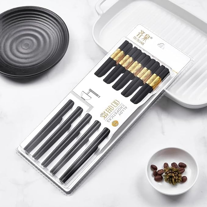 سعر ومواصفات Luxury chopsticks from Fulora, Chinese style, non-slip, decorative and reusable, a Korean gift for lovers of sushi, noodles, ramen and gourmet foods, 5 pairs (B0G27G1WML) على Amazon EG
