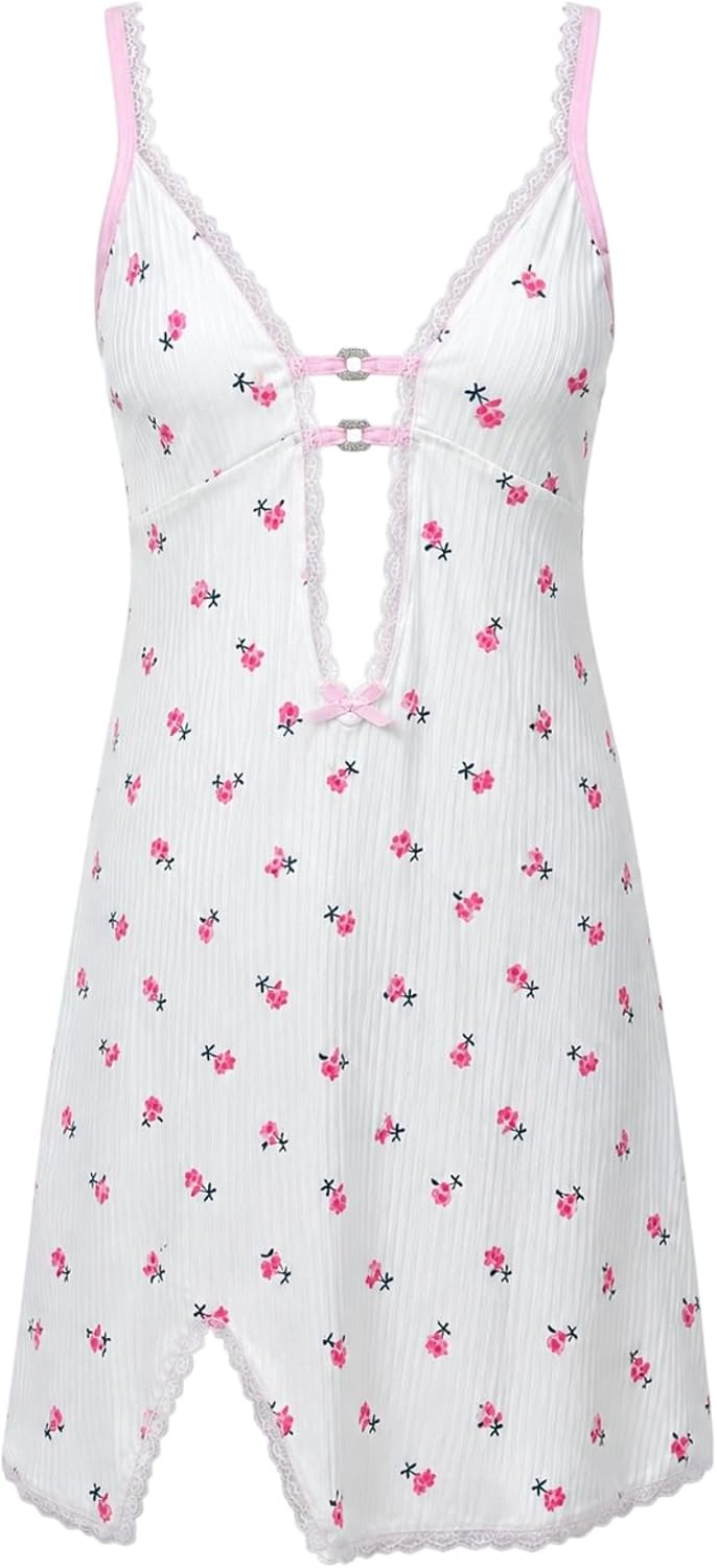 سعر ومواصفات Luxxa Lingerie Dress Printed Red Flower For Women-White-M (B0HHFQ9TML) على Amazon EG